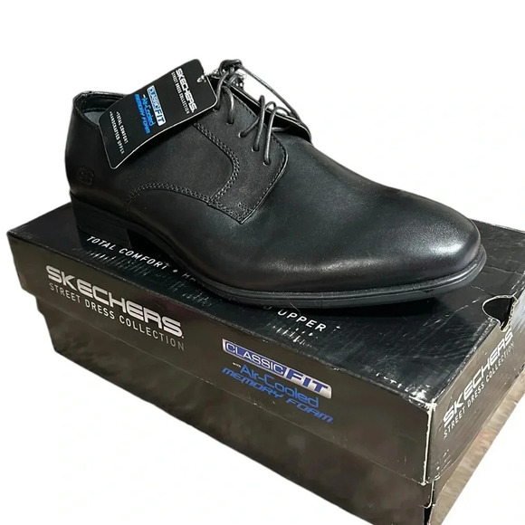 Sketchers shoes,men leather,black, NEW! Oxford,classic fit,air cooled ,204850 - Picture 4 of 16
